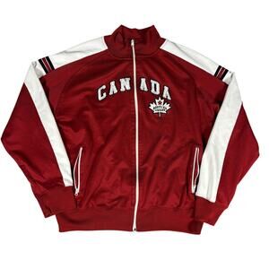 y2k 2000s style Point Zero Canada jacket XL red indie skater track athletic